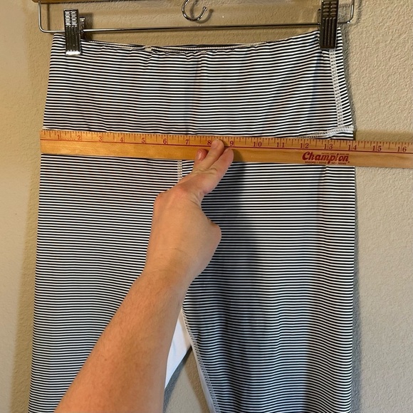 Allfenix Medium Grey White Stripe Leggings Athleisure Workout Performance Womens - Picture 12 of 16